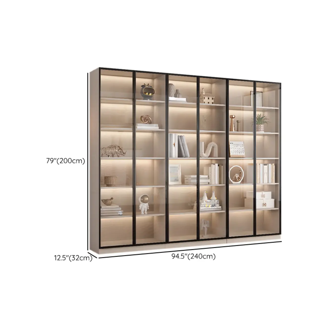 Elegant Natural Wooden Display Cabinet with LED Lighting Image - 38 | homeyfad