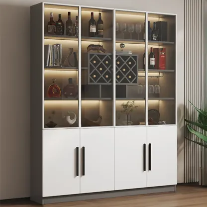 Modern Slab China Display Cabinet with Stemware Stand Image - 13