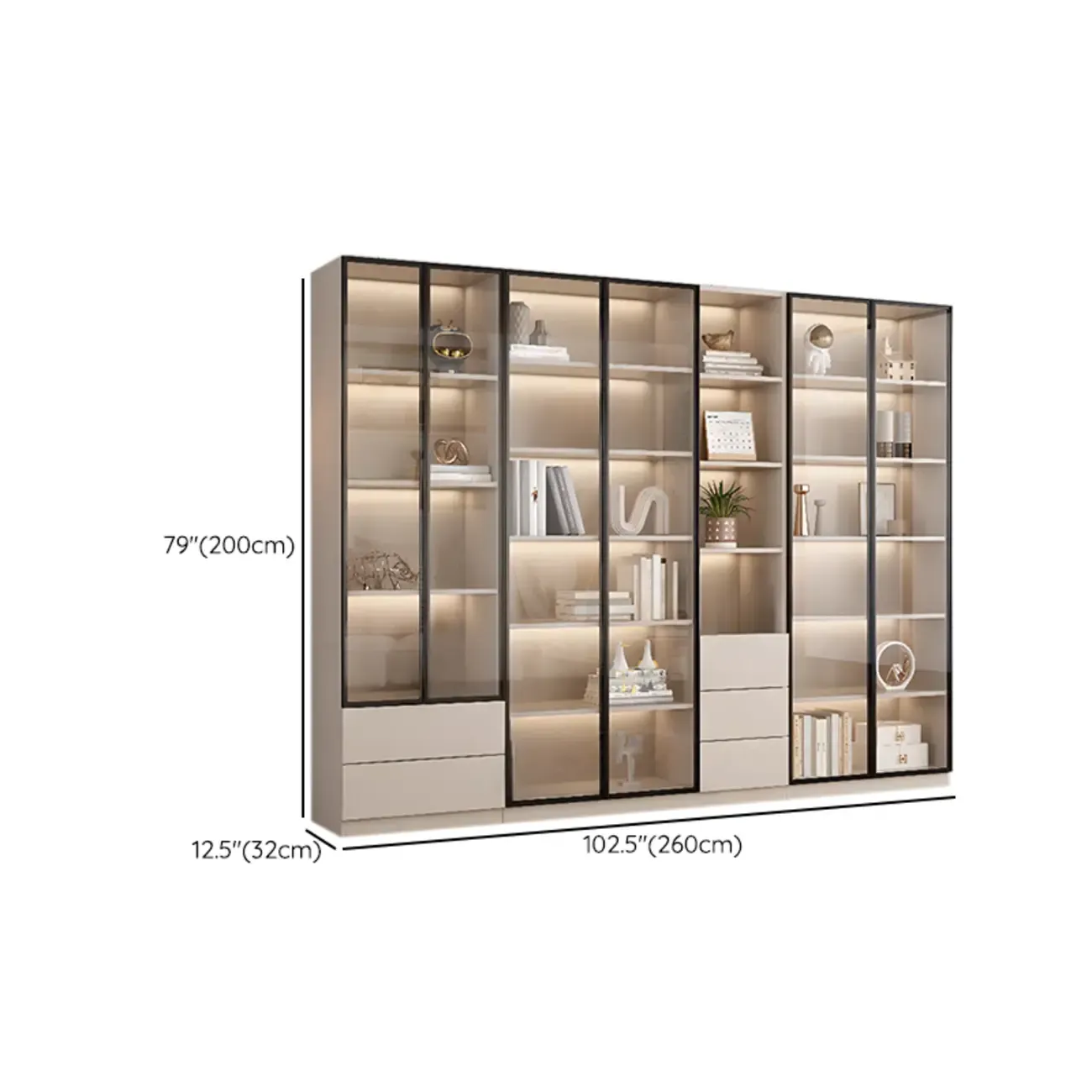 Elegant Natural Wooden Display Cabinet with LED Lighting Image - 39