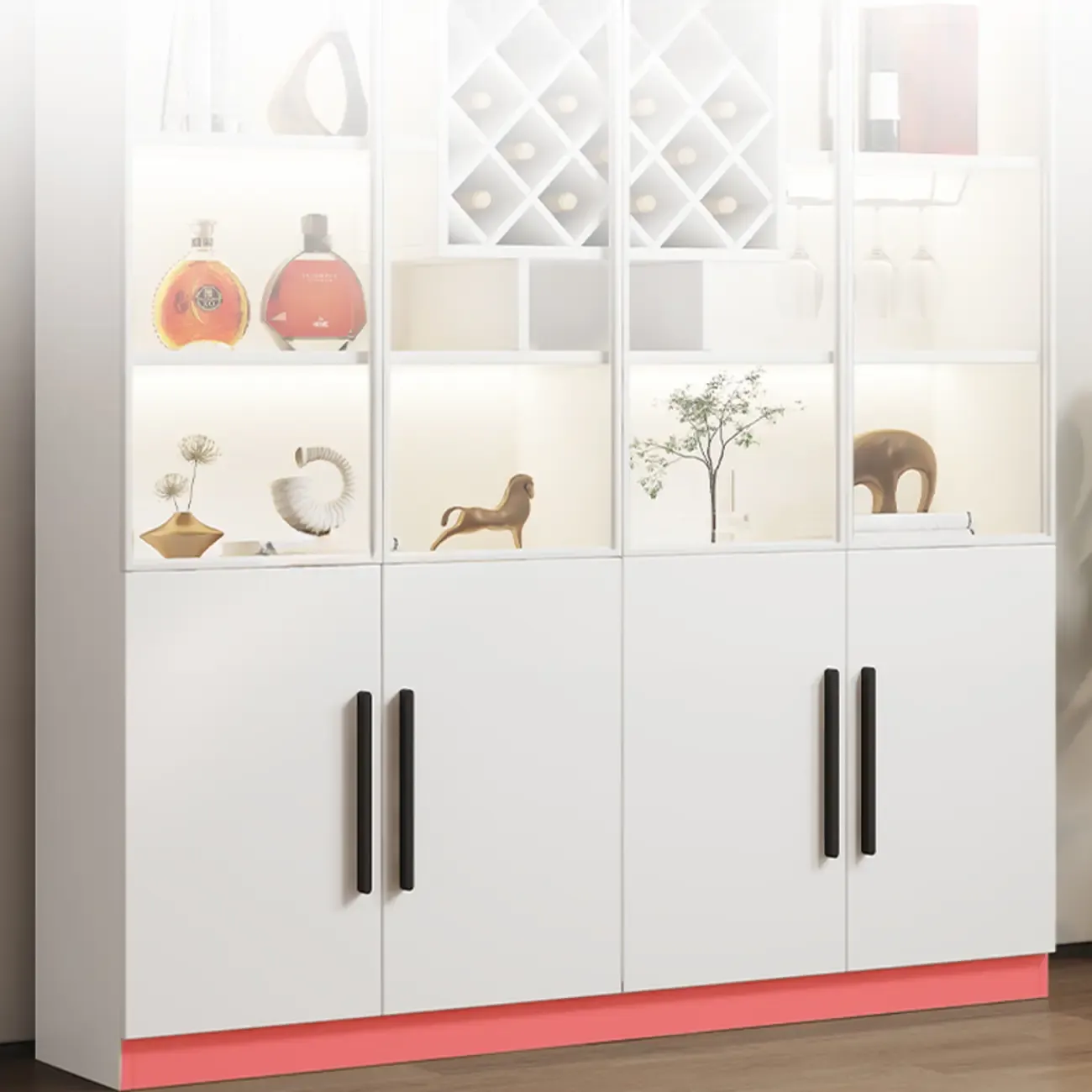 Modern Slab China Display Cabinet with Stemware Stand Image - 14