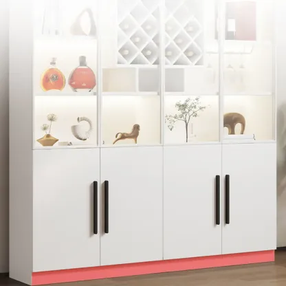 Modern Slab China Display Cabinet with Stemware Stand Image - 14