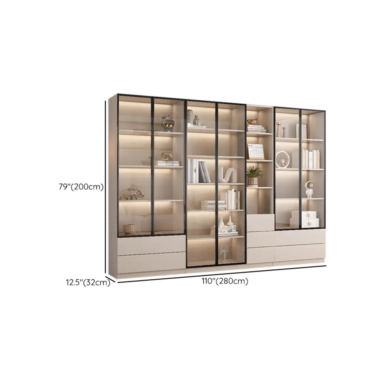 Elegant Natural Wooden Display Cabinet with LED Lighting Image - 40 | homeyfad