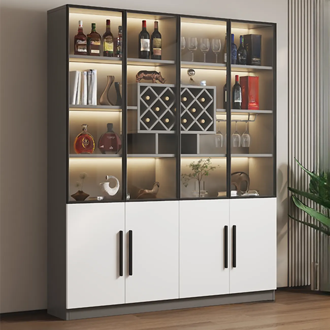 Modern Slab China Display Cabinet with Stemware Stand Image - 16 | homeyfad