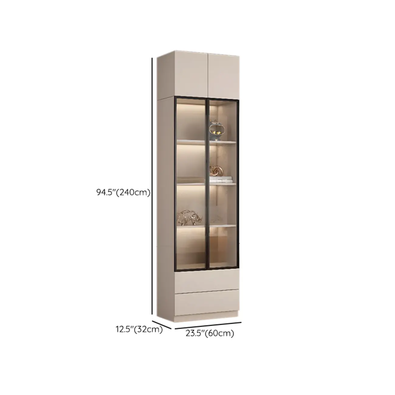 Elegant Natural Wooden Display Cabinet with LED Lighting Image - 41 | homeyfad