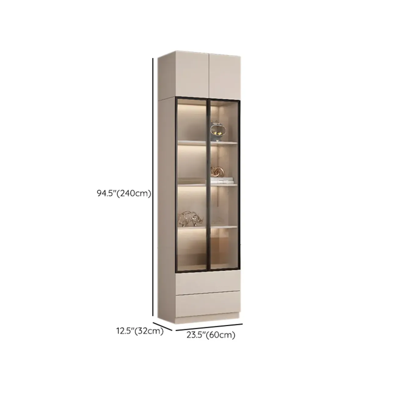 Elegant Natural Wooden Display Cabinet with LED Lighting Image - 41