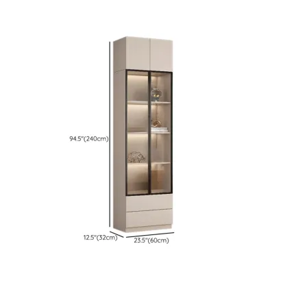 Elegant Natural Wooden Display Cabinet with LED Lighting Image - 41