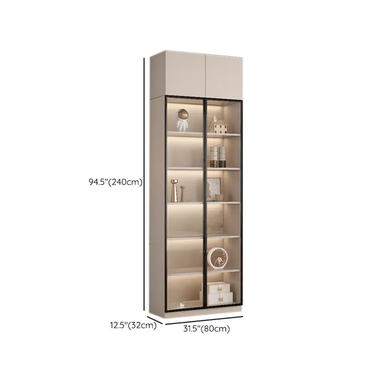 Elegant Natural Wooden Display Cabinet with LED Lighting Image - 42 | homeyfad