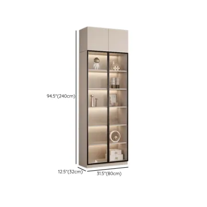 Elegant Natural Wooden Display Cabinet with LED Lighting Image - 42