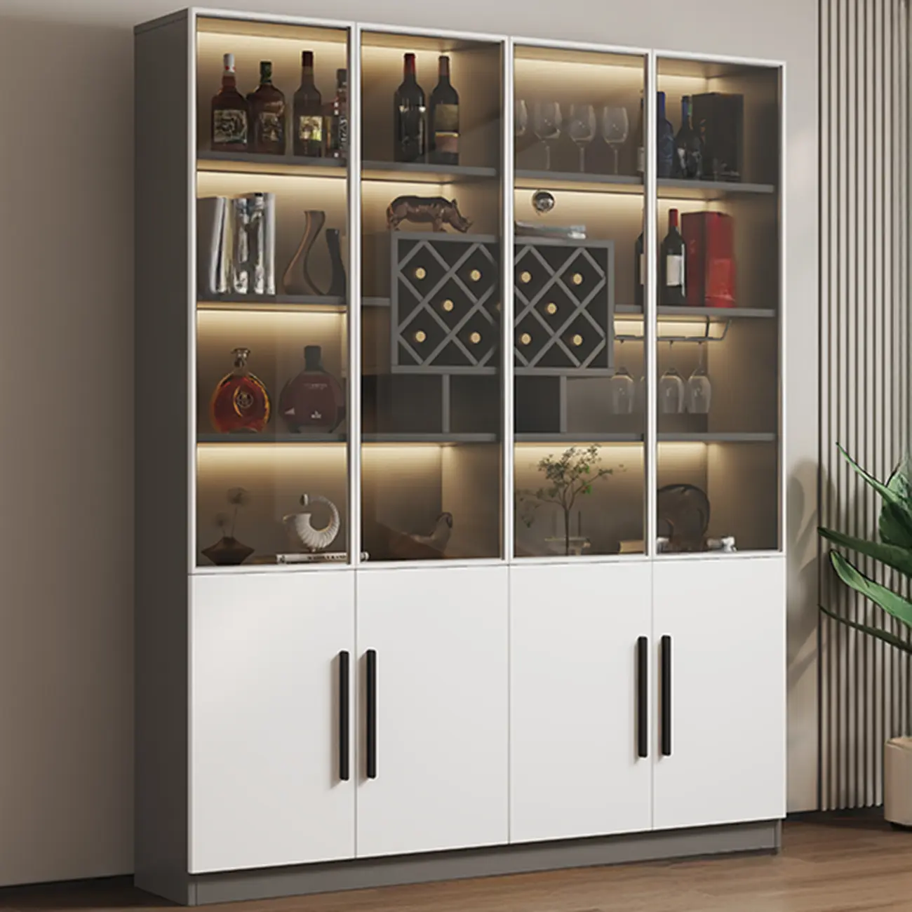 Modern Slab China Display Cabinet with Stemware Stand Image - 17 | homeyfad