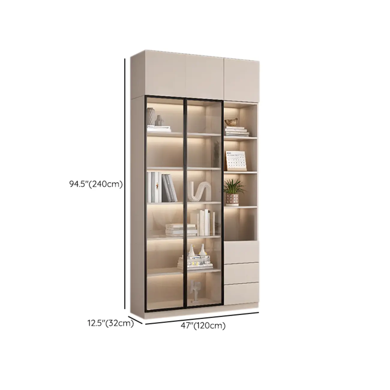 Elegant Natural Wooden Display Cabinet with LED Lighting Image - 43 | homeyfad