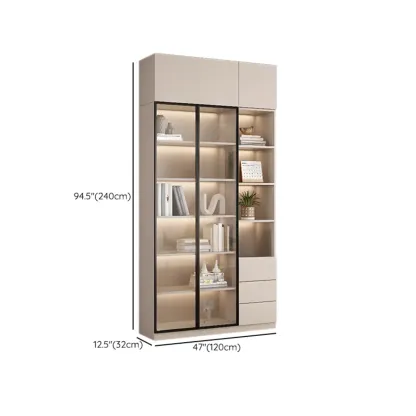 Elegant Natural Wooden Display Cabinet with LED Lighting Image - 43