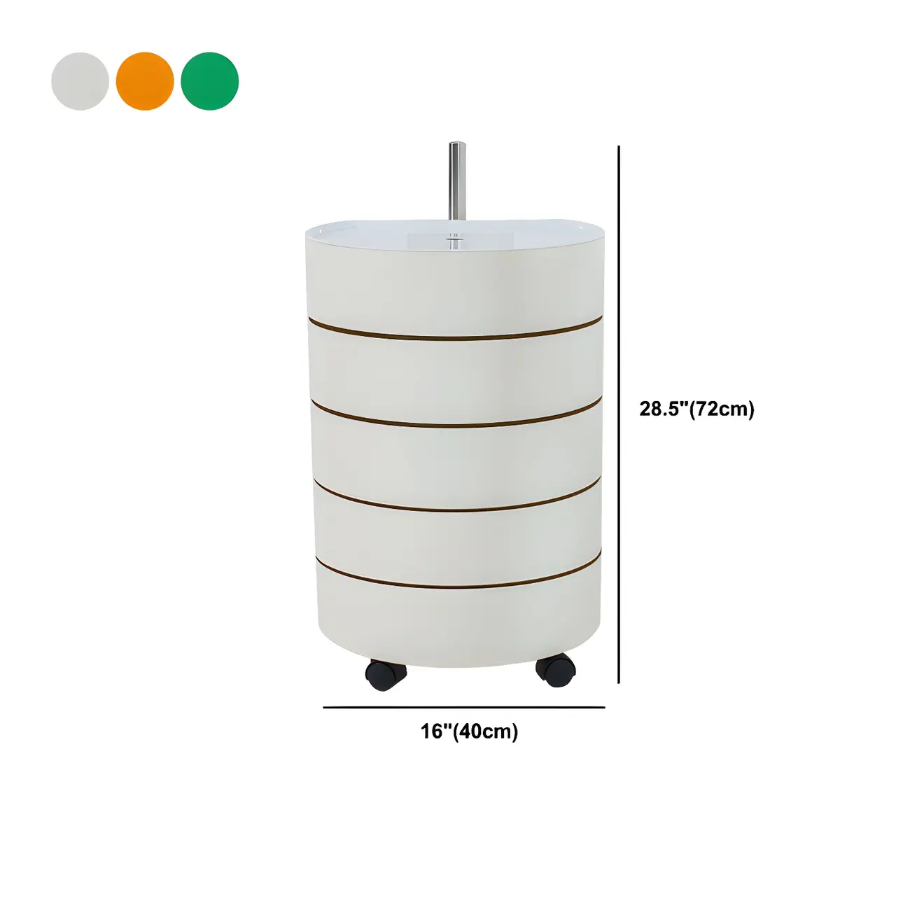 Simple Off White Rotating Bedside Table with Drawers Storage  #size | homeyfad