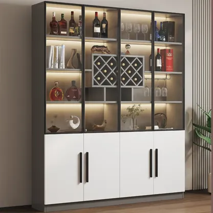 Modern Slab China Display Cabinet with Stemware Stand Image - 19