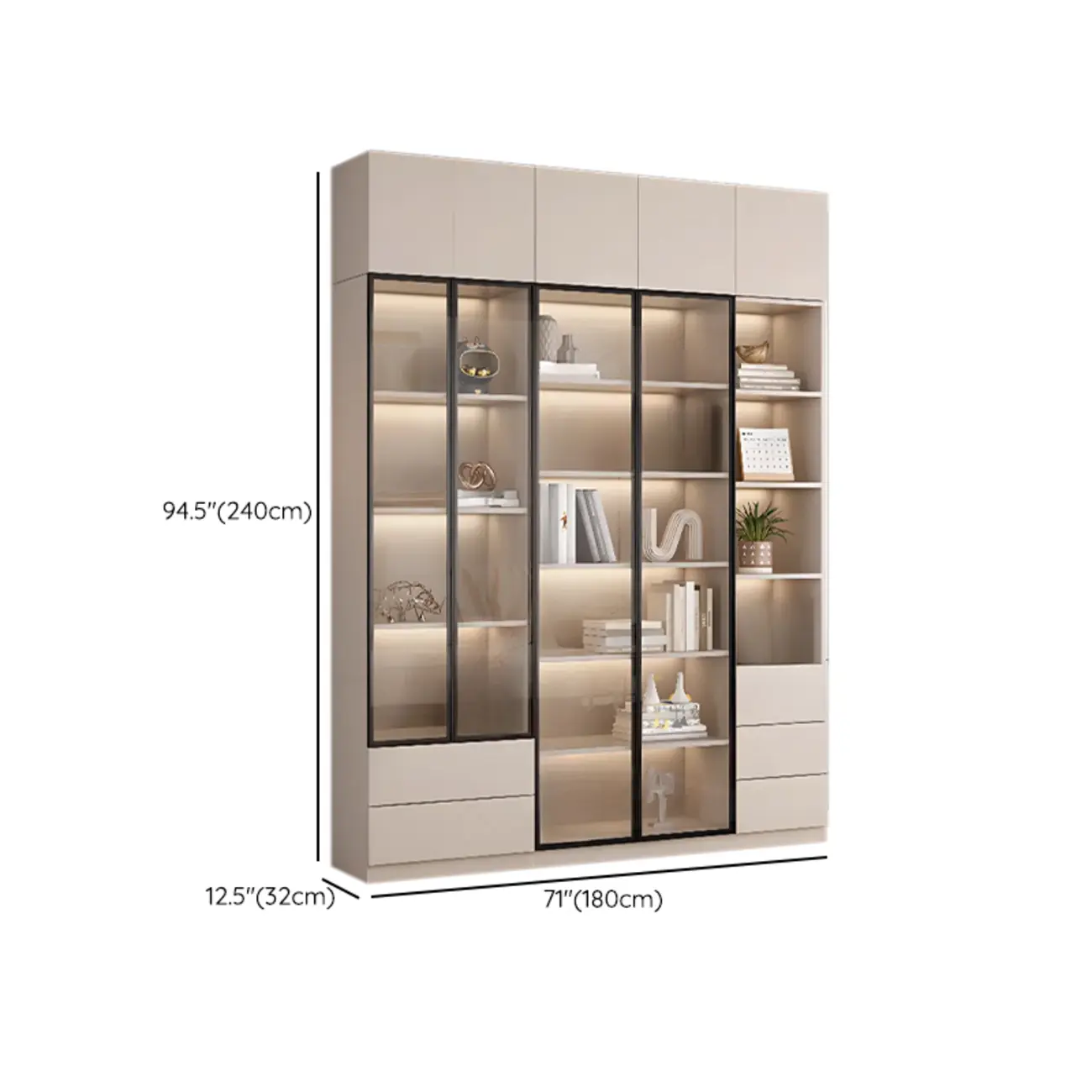 Elegant Natural Wooden Display Cabinet with LED Lighting Image - 45 | homeyfad