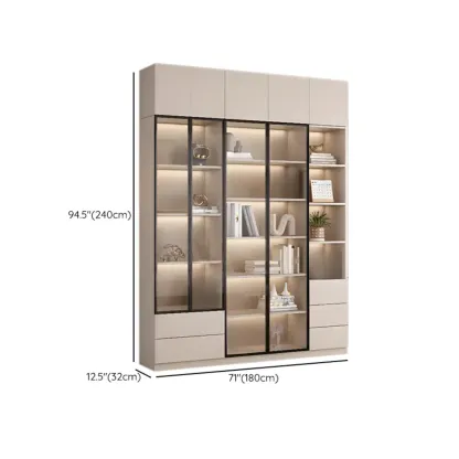 Elegant Natural Wooden Display Cabinet with LED Lighting Image - 45