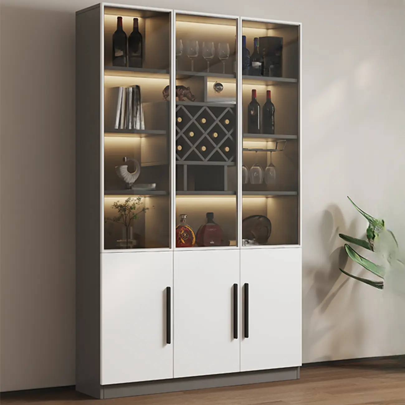 Modern Slab China Display Cabinet with Stemware Stand Image - 20 | homeyfad