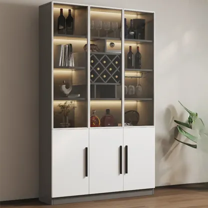 Modern Slab China Display Cabinet with Stemware Stand Image - 20