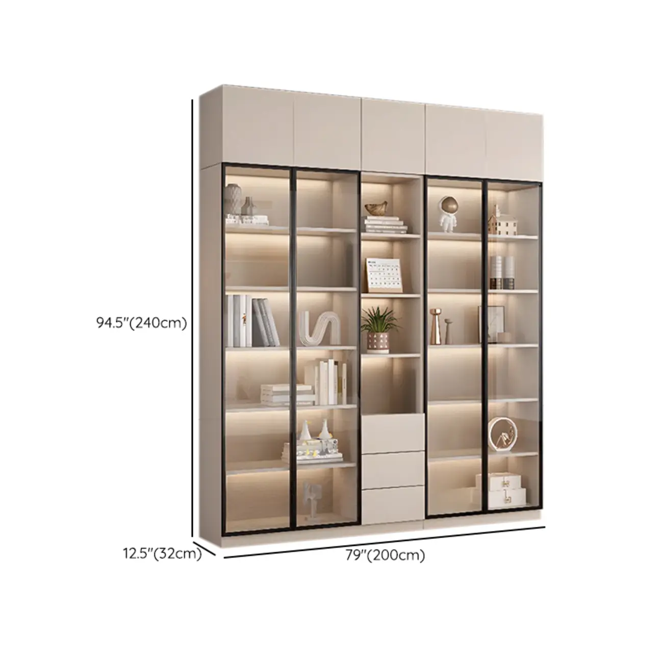 Elegant Natural Wooden Display Cabinet with LED Lighting Image - 46 | homeyfad