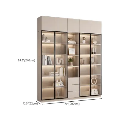 Elegant Natural Wooden Display Cabinet with LED Lighting Image - 46
