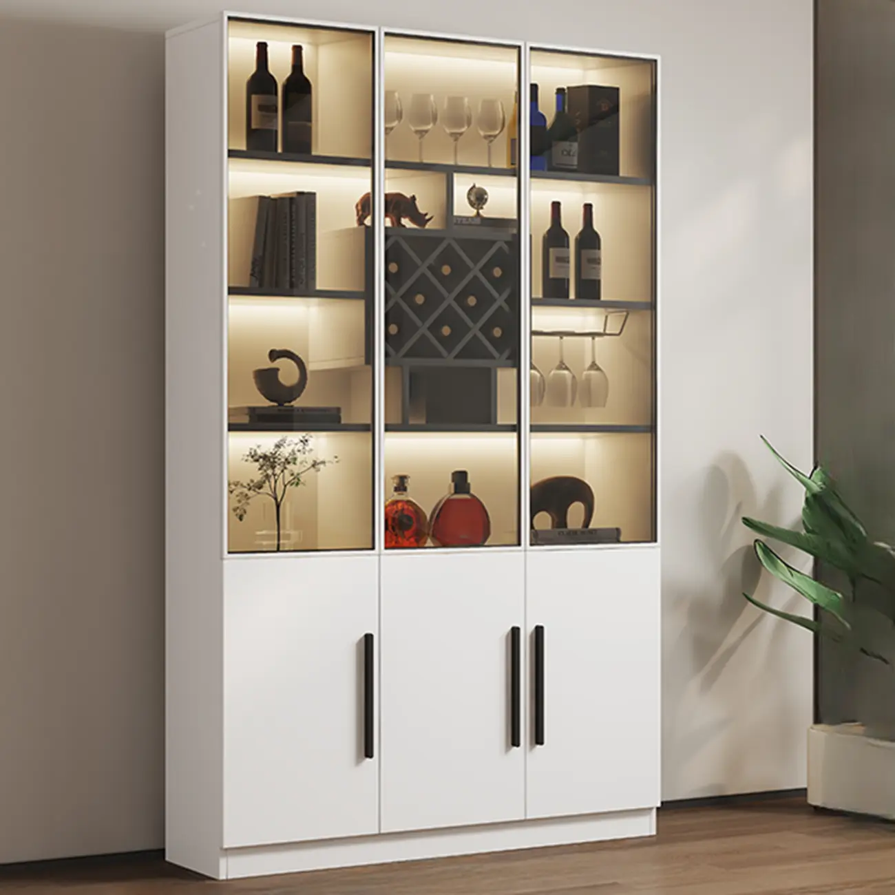 Modern Slab China Display Cabinet with Stemware Stand Image - 21 | homeyfad