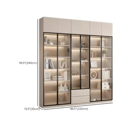 Elegant Natural Wooden Display Cabinet with LED Lighting Image - 47