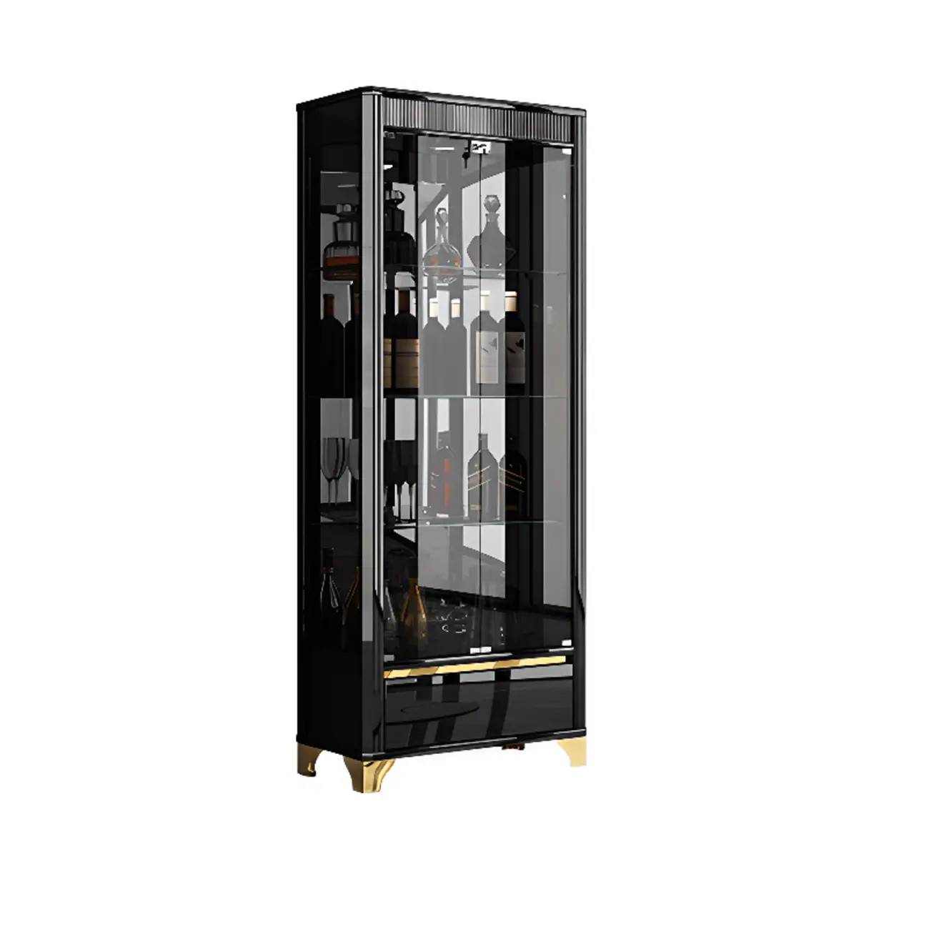 Modern Glass Display Cabinet with Shelves for Living Room Image - 5 | homeyfad