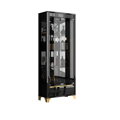 Modern Glass Display Cabinet with Shelves for Living Room Image - 5