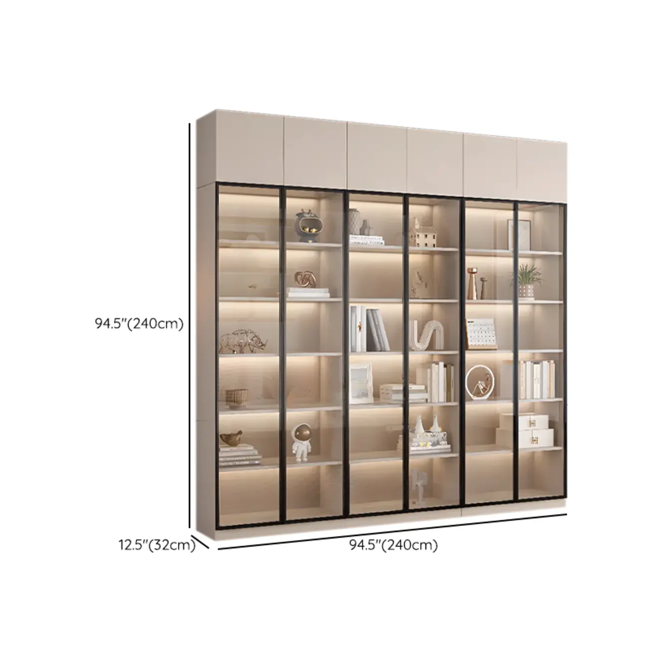 Elegant Natural Wooden Display Cabinet with LED Lighting Image - 48 | homeyfad