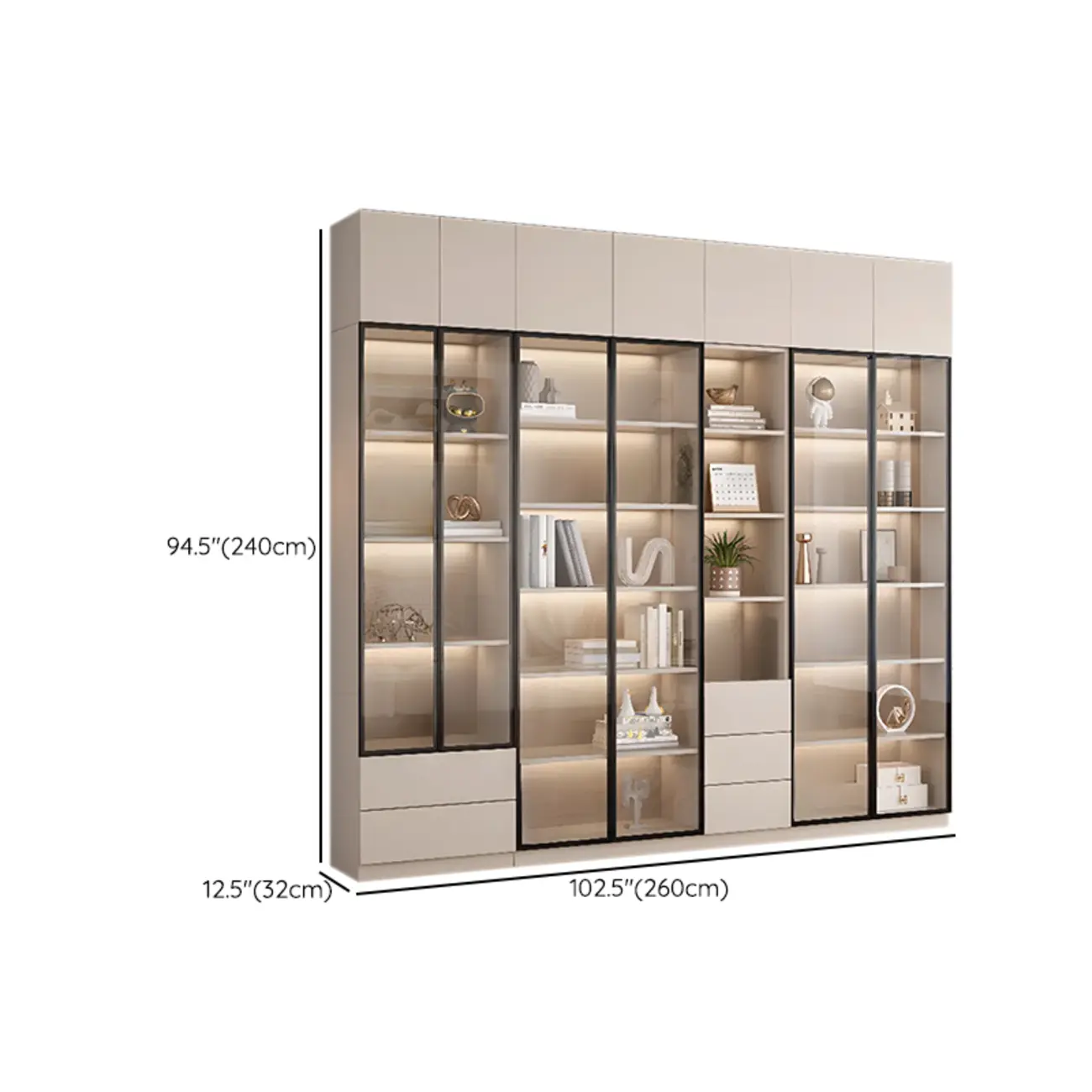 Elegant Natural Wooden Display Cabinet with LED Lighting Image - 49 | homeyfad