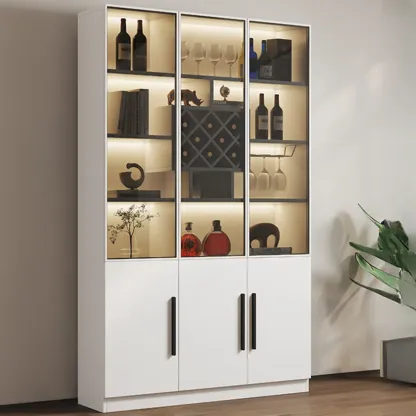 Modern Slab China Display Cabinet with Stemware Stand Image - 23