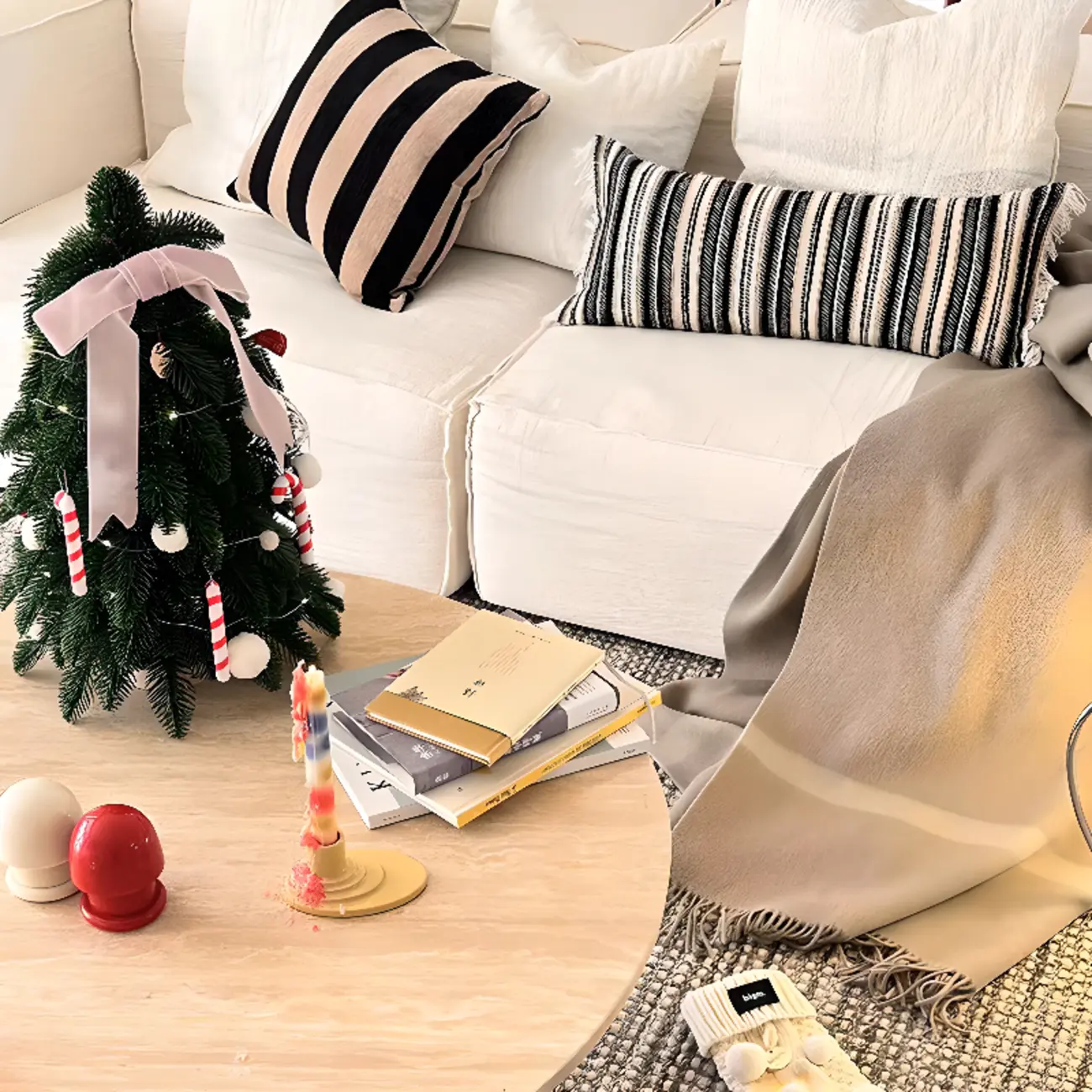 Modern Travertine Round Beige Coffee Table with Small Space Image - 9 | homeyfad