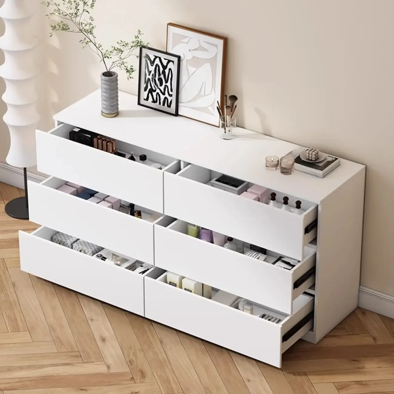 4 Tiers/3 Tiers/5 Tiers Cube Console Dresser/Lingerie Chest for Entry in a Scandinavian Style Image - 4