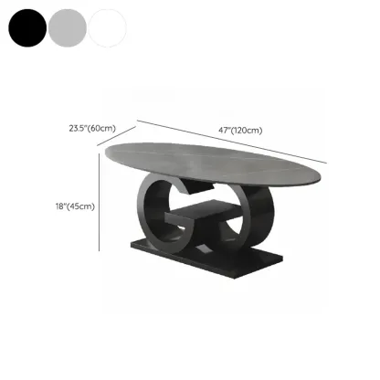 Modern White Oval Coffee Table with in a Unique Style Image - 10