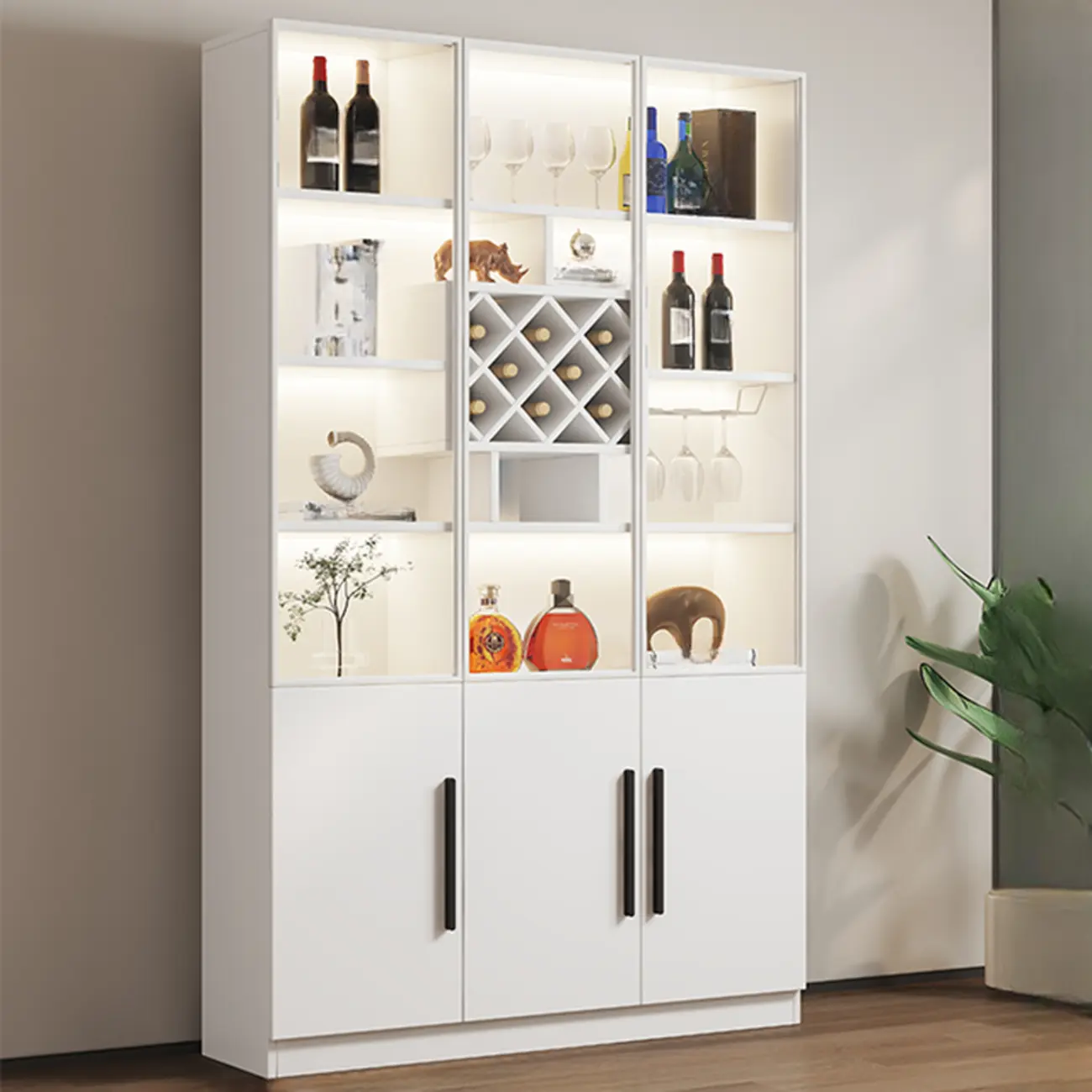 Modern Slab China Display Cabinet with Stemware Stand Image - 25 | homeyfad