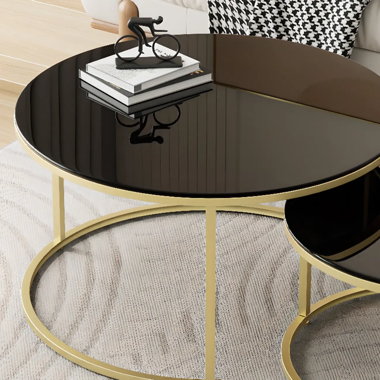 Modern White Coffee Table Set with Metal Frame for Home Use Image - 5