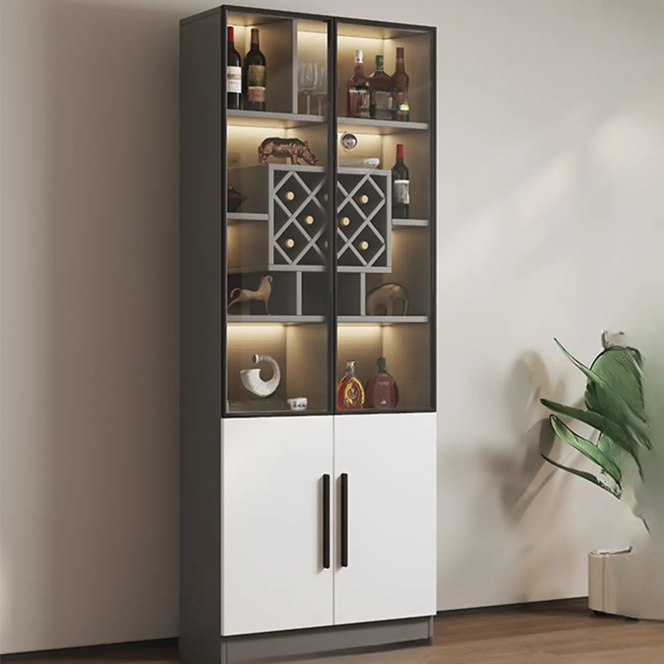 Modern Slab China Display Cabinet with Stemware Stand Image - 27 | homeyfad