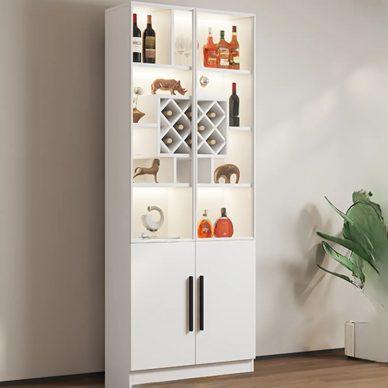 Modern Slab China Display Cabinet with Stemware Stand Image - 28 | homeyfad