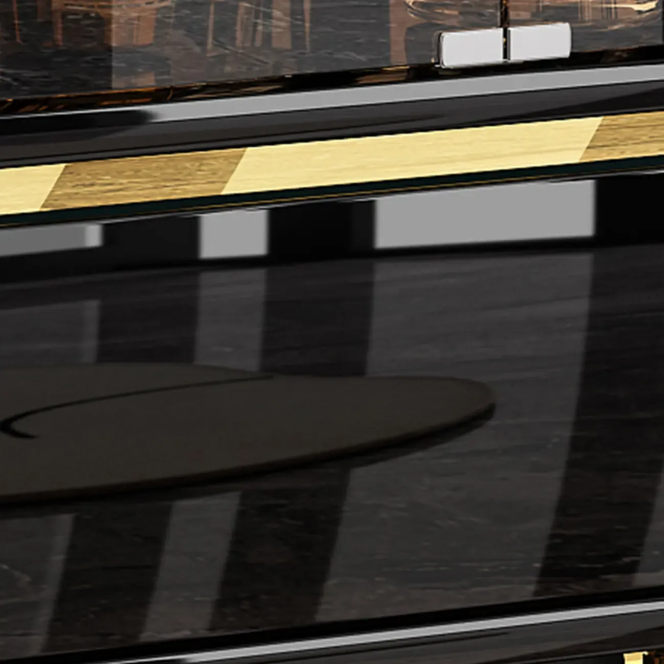 Modern Glass Display Cabinet with Shelves for Living Room Image - 14