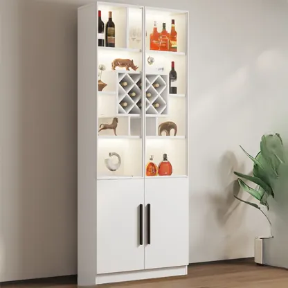 Modern Slab China Display Cabinet with Stemware Stand Image - 31