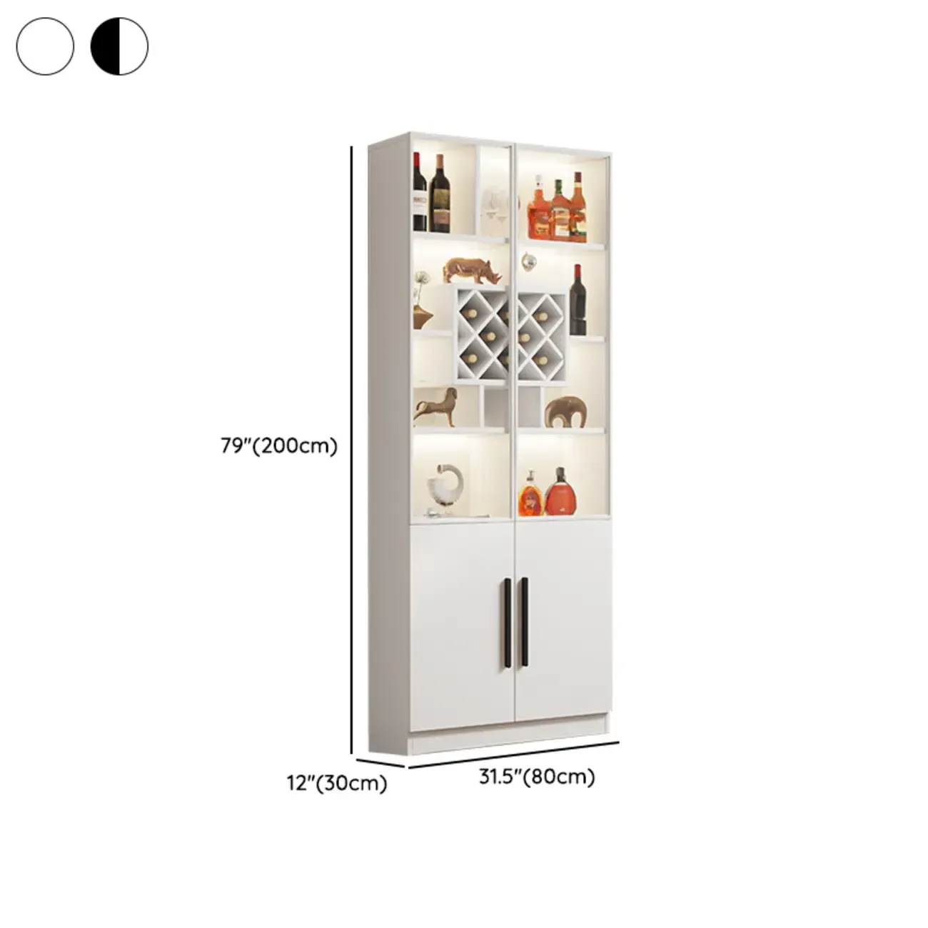 Modern Slab China Display Cabinet with Stemware Stand #size