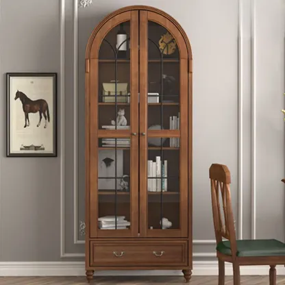 Cream White Display Cabinet with Glass Doors for Living Room Image - 4