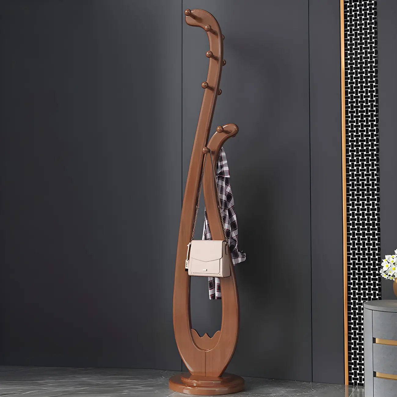 Traditional Solid Wood Freestanding Coat Rack Image - 1 | homeyfad