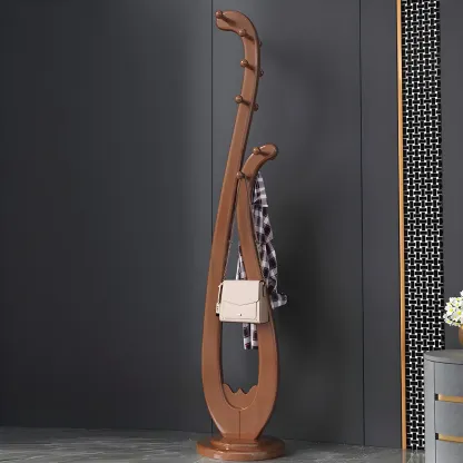 Traditional Solid Wood Freestanding Coat Rack Image - 1