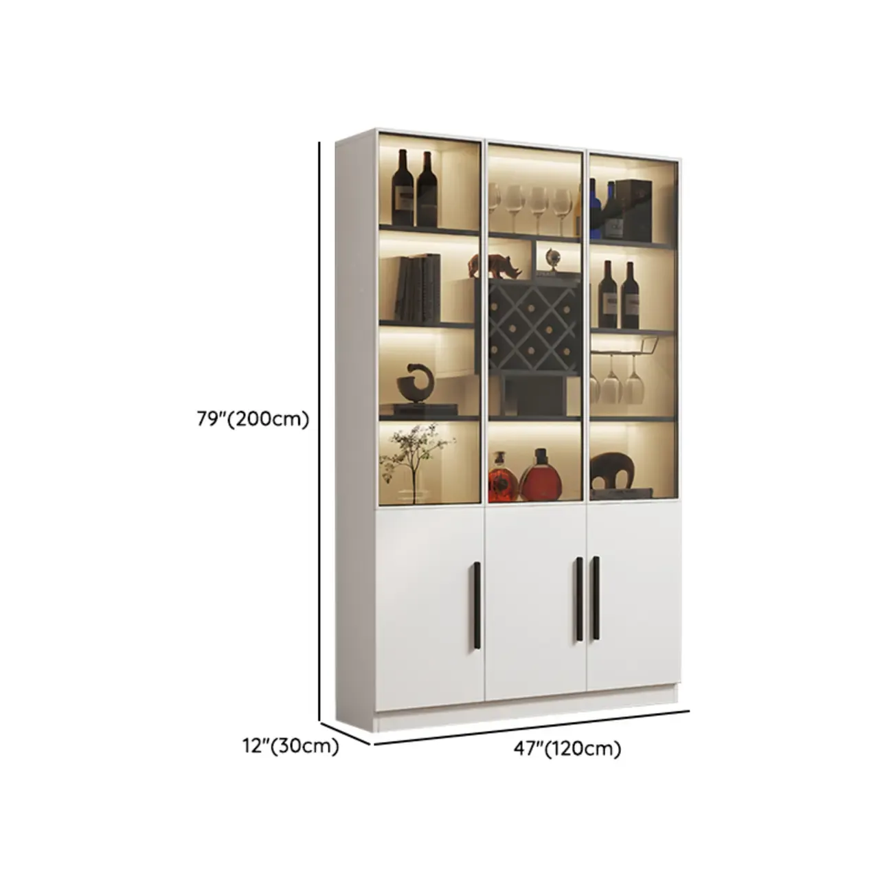 Modern Slab China Display Cabinet with Stemware Stand Image - 35