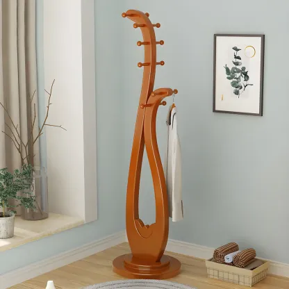 Traditional Solid Wood Freestanding Coat Rack Image - 2