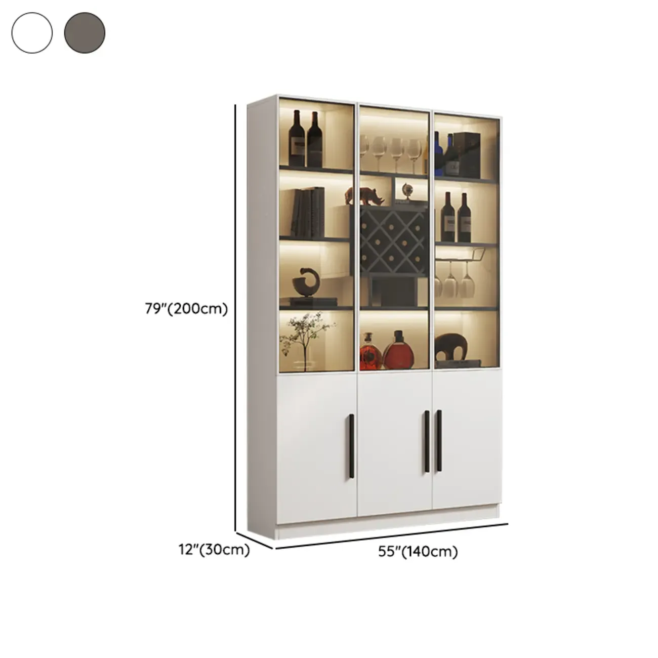 Modern Slab China Display Cabinet with Stemware Stand Image - 36