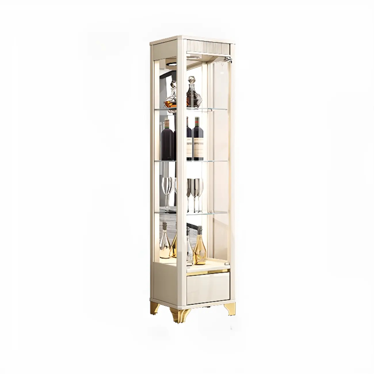 Modern Glass Display Cabinet with Shelves for Living Room Image - 20 | homeyfad