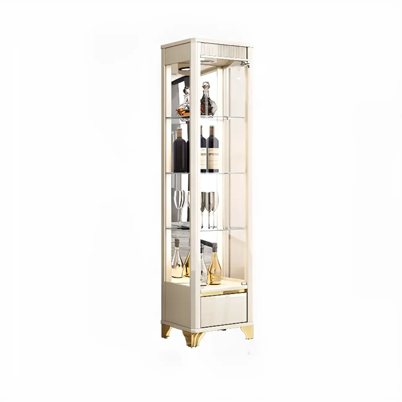 Modern Glass Display Cabinet with Shelves for Living Room Image - 20