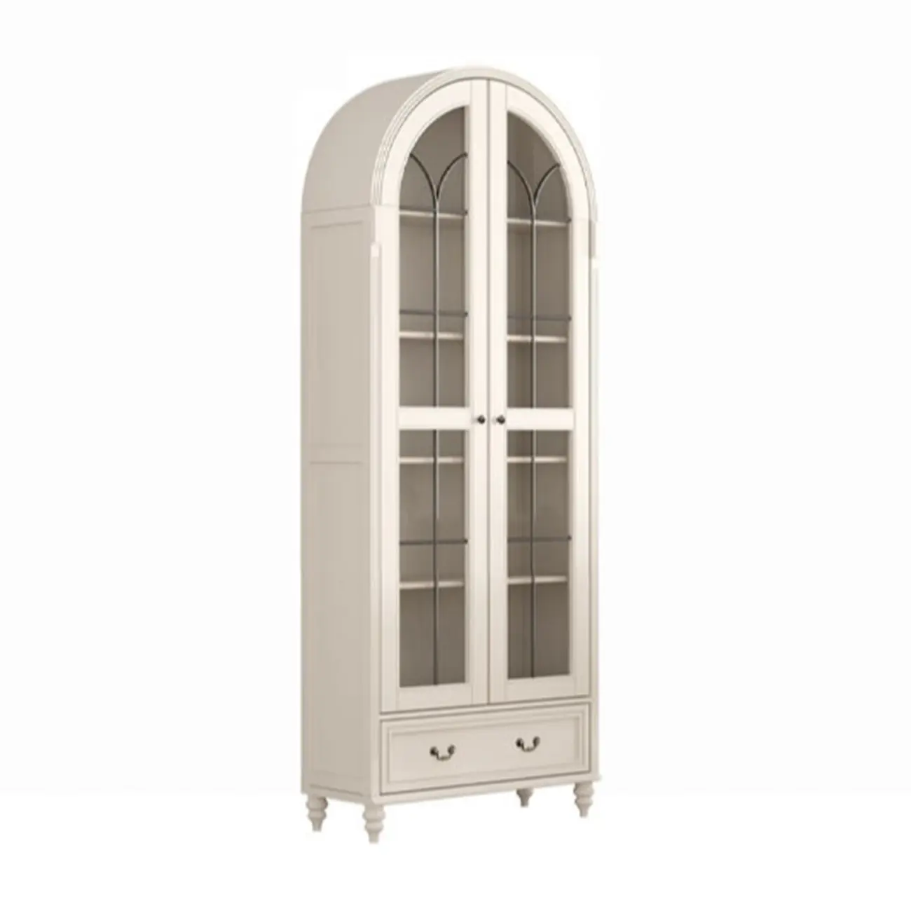 Cream White Display Cabinet with Glass Doors for Living Room Image - 8 | homeyfad