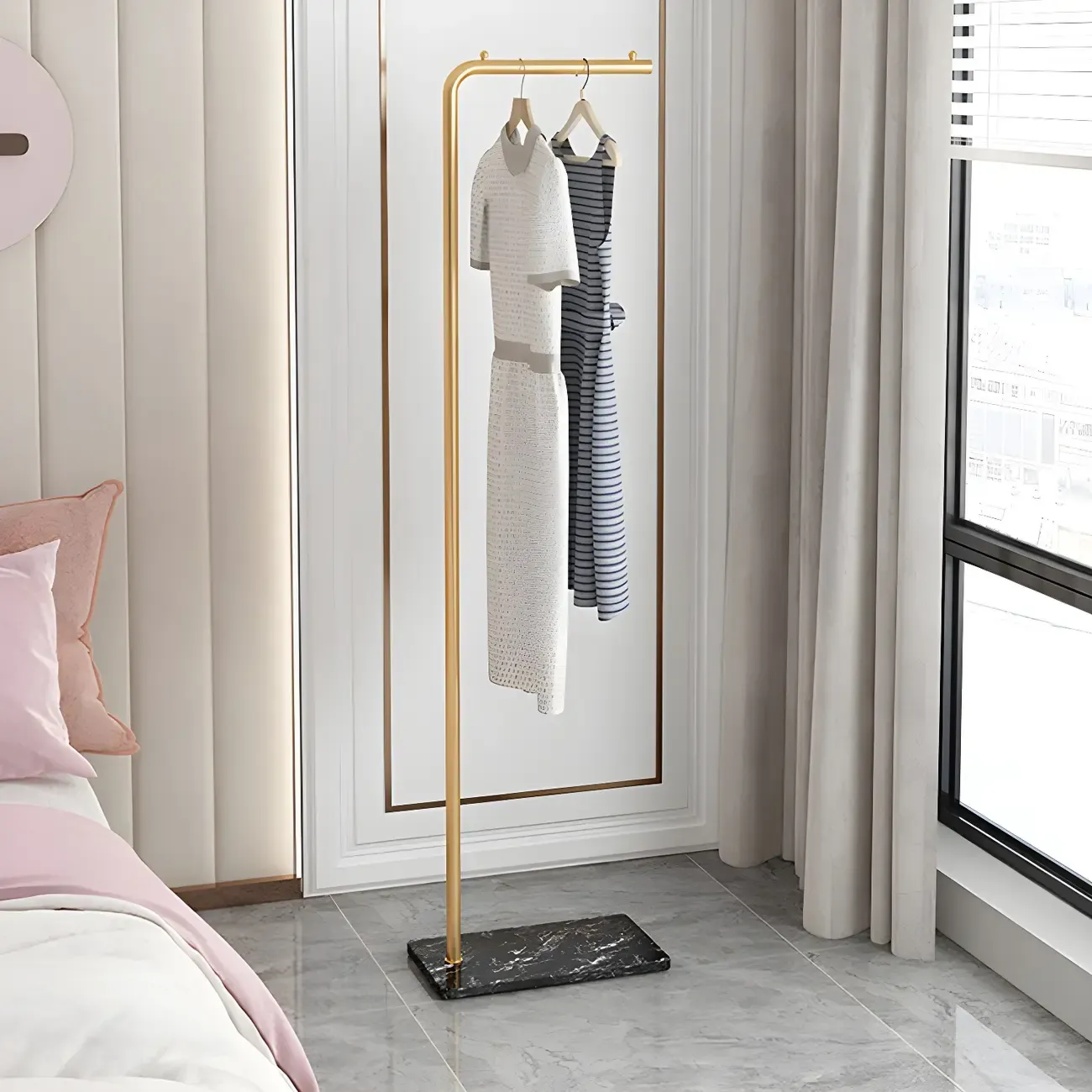 Contemporary Metal Coat Rack with Hooks Image - 2